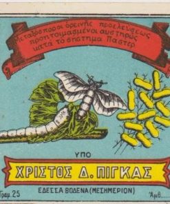 [Έδεσσα,  ετικέτα]: Μεταξόσποροι... κατά το σύστημα Παστέρ Χρίστου Δ. Πίγκα, διαστάσεις 10Χ10