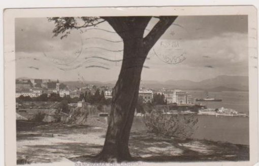 [Κέρκυρα]: Καρτ - ποστάλ Panorama de Corfou, ασπρόμαυρη, ταχυδρομημένη [1939]