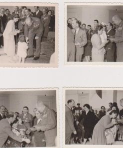 [Αλεξανδρούπολη, Βασιλείς]: 4 ασπρόμαυρες φωτογραφίες πιθανόν από την τελετή παραδόσεως βιβλιαρίων στις "άπορες κορασίδες", ο Παύλος παραδίδει το βιβλιάριο - οι επίσημοι παρακολουθούν, Φωτο Α. Δαΐδη, Αλεξανδρούπολις, 29 Οκτωβρίου 1958, διαστάσεις 9Χ6,5