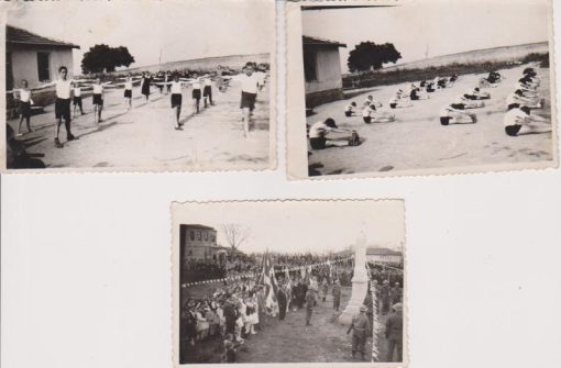 [Κατερίνη]: 3 ασπρόμαυρες φωτογραφίες, Φώτο - Φήμη * Κωνσταντίνος Γεωργιάδης, Παληάμπελα - Κολινδρού,  διαστάσεις 9X6, σχολική εορτή - γυμναστικές επιδείξεις