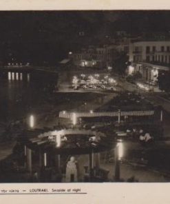 [Λουτράκι, κάρτα]: Η παραλία την νύκτα 267, Νικ. Στουρνάρας,  ασπρόμαυρη, γραμμένη [1954]