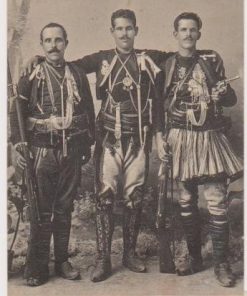 [Μακεδονικός Αγών, κάρτα]: Ο Έλλην οπλαρχηγός Λάζος μετά των οπαδών του, edit. D. Sonides, Salonique, ασπρόμαυρη, αχρησιμοποίητη