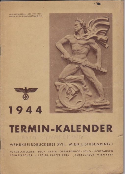 [Κατοχή, Ημερολόγιο]: 1944 * Termin - Kalender, σ.80, διαστάσεις 21Χ29.5, δύο σελίδες είναι γραμμένες με μολύβι [λέξεις της αγγλικής και η μετάφρασή τους στα ελληνικά]