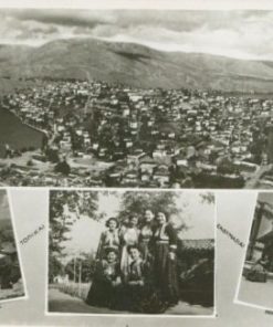 [Καστοριά]: Κάρτ - ποστάλ με 4 απόψεις της πόλης, ασπρόμαυρη, εκδότης Λυκίδης (Θεσσαλονίκη), 1951, διαστάσεις 14Χ9
