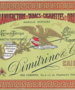 [Ετικέτα]: Manufacture de tabacs et cigarettes d' Orient - Dimitrino & Co, Caire (Egypte), διαστάσεις 16Χ14