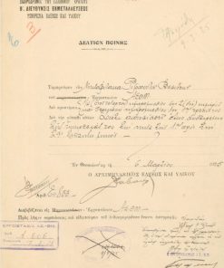 [Σιδηρόδρομοι του Ελληνικού Κράτους]: Δελτίον ποινής, εν Θεσσαλονίκη 1925
